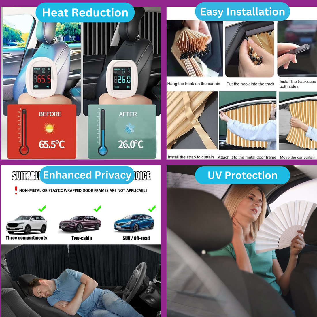 Premium Magnetic Car Curtains – Set of 4 for All Windows!